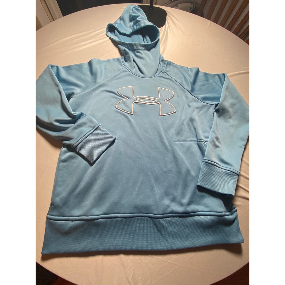 Under Armour Mens ColdGear Loose Fit Hoodie Blue Embroidered Logo Size Medium